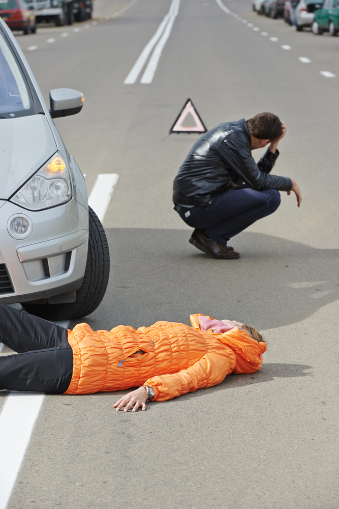 Pedestrian after a car accident