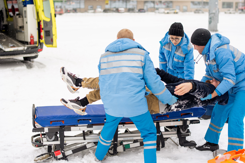Paramedics attending ski accident
