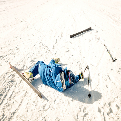 Professional skier after a ski accident
